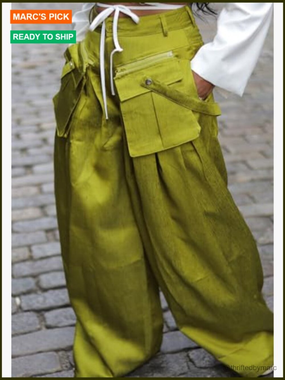 High Waisted Wide Leg Cargo Pants with Pockets - Picture 3 of 7